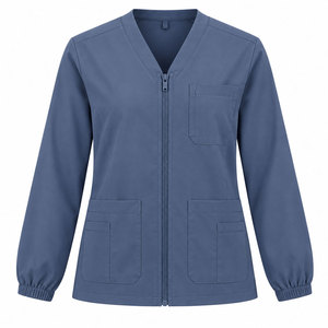 Blouse de travail professionnelle pour médecins, veste de travail à manches longues avec fermeture éclair sur le devant, uniforme avec poches sur la poitrine et sur les côtés pour le personnel de clinique - Product Image 1