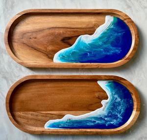 Plateau de service en bois et résine, écologique, plateau de service à thé et à café en résine et en bois le plus populaire - Product Image 2