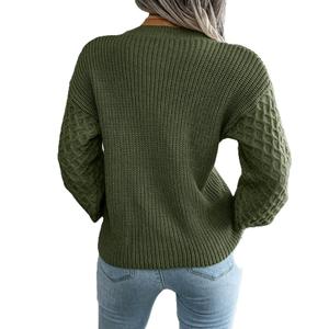 Pull décontracté oversize d'hiver pour femme, col rond, manches longues, tricoté, coupe ample, 100 % acrylique, anti-plis, fabriqué au Bangladesh - Product Image 6