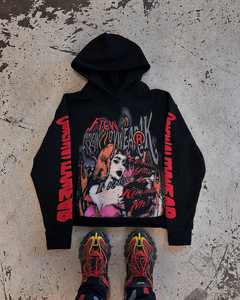 Invierno personalizado DTG impresión Logo ácido lavado peso pesado algodón Unisex recortado cuadrado desgastado Zip up Sudadera con capucha - Product Image 4