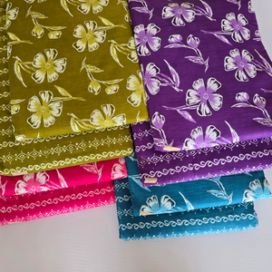 Ensemble de tissu en coton imprimé Jaipuri en denim tissé non cousu, haut et bas |   60x60 |   1 lot de 5 mètres en haut, 5 mètres en bas |   pour les costumes - Product Image 1