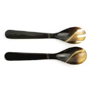 Service à salade en corne de buffle véritable de taille personnalisée de qualité supérieure ensemble de couverts de cuisine et de vaisselle exquis ustensile de service - Product Image 1