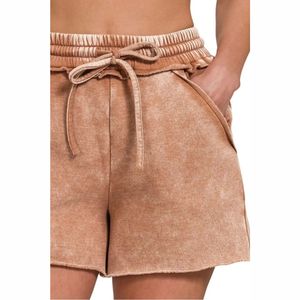 Mens High Street Style 100% Cotton Acid Wash Distressed Breathable Fleece Embroidered Shorts <b>Elastic</b> Waist Casual Jogging Shorts - Product Image 6