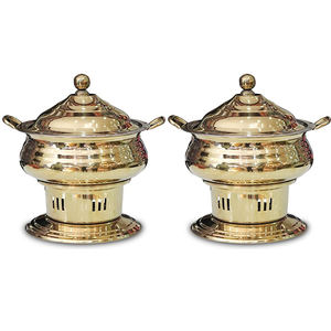 Chauffe-plats traditionnel indien élégant en cuivre et en laiton Idéal pour les buffets et la restauration Ajoute une touche luxueuse et classique à toute table - Product Image 3