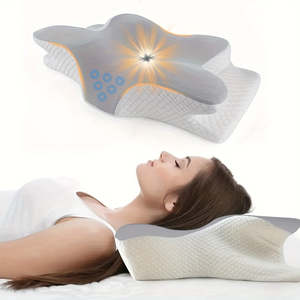 Oreiller cervical ergonomique 1 pièce à mémoire de forme rafraîchissante, avec taie d'oreiller lavable en machine, pour dormeurs latéraux - Product Image 1