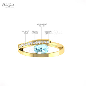 แหวนบายพาสพลอยสีทองแท้14K 0.7 CT พลอยพลอยสีฟ้าแหวนผู้หญิงขายส่งจากอินเดีย - Product Image 5