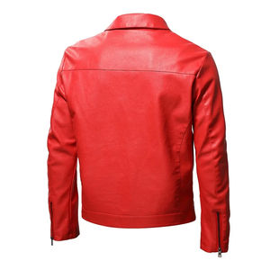 Chaqueta de cuero de alta calidad para hombre con cuello de béisbol, cremallera corta, decoración bordada de estilo juvenil para invierno - Product Image 1