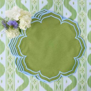Set de table de mariage européen de luxe en lin avec broderie sur la bordure, réutilisable, lavable, bords propres - Product Image 6