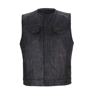 Gilet de moto motard en cuir véritable personnalisé Gilet en cuir de vachette motard pour hommes nouveaux modèles différents - Product Image 1