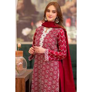 MIRAKHI Ensemble 3 pièces brodé ChickenKari en tissu Lawn avec dupatta en tissu slub tubulaire pour Printemps/Été-BIC-2835 - Product Image 2