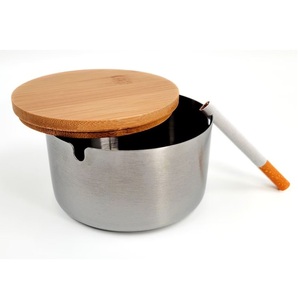 Cendrier en bois en acier inoxydable Comptoir de table Cendrier à cigarettes pour hôtel Restaurant Home Office Intérieur Extérieur Vente en gros - Product Image 1