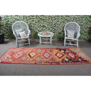 Alfombra Vintage de 3.1x9.4 pies, Alfombra Turca Roja con Diseño Floral - Product Image 3