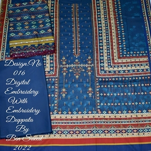 ชุดเย็บปักถักร้อยแบบดิจิทัล3ชิ้นคุณภาพสูงสำหรับชาวปากีสถานอินเดียชุดแต่งกาย salwar kameez แบบปักลายสไตล์โมเดิร์น - Product Image 4