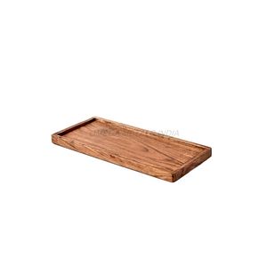 Plateau en bois de couleur noyer profond avec forme ronde élégante et finition lisse parfait pour la décoration intérieure moderne - Product Image 3