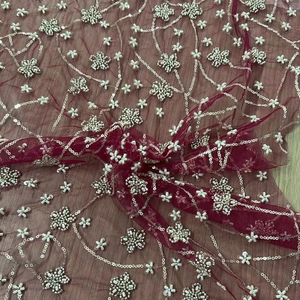 Tissu de broderie net fantaisie pour faire du matériel de robe fantaisie - Product Image 4