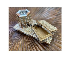 Wooden And Mother Of Pearl Bakhoor <b>Burner</b> Mabkhars Finest Quality Hotel Fragrance Mubkhar With <b>Oud</b> Box And Tray For Sale - Product Image 3