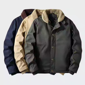 แจ็กเก็ตผ้าฝ้ายบุนวมมีฮู้ดของผู้ชายเสื้อโค้ทหนาสีล้วนมีกระเป๋าสำหรับฤดูหนาวแนววินเทจ - Product Image 2