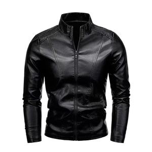 Chaqueta de Cuero Negra de Motociclista Clásica de Alta Calidad, Chaqueta de Cuero Sintético Ajustada y Resistente al Viento para Hombre - Product Image 2