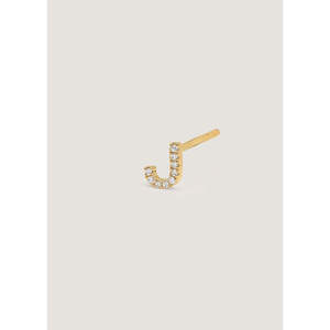 Boucles d'oreilles clous initiales en diamant, or 14K/18K, style vintage, blanc/jaune/rose, avec motif en forme de lettre - Product Image 6
