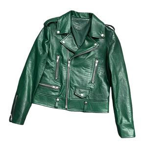 Veste de motard en cuir de vache gaufré vert émeraude pour homme, fermeture éclair latérale, poignets en toile, doublure imperméable, design unique, vente chaude - Product Image 1