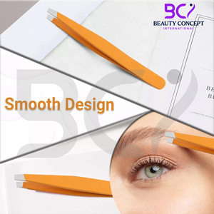 แหนบถอนขนคิ้ว สแตนเลสสตีล เครื่องมือกำจัดขนแบบแม่นยำ ใช้ซ้ำได้ สไตล์คลาสสิก สีส้ม คุณภาพดีที่สุด ปลายเฉียง สำหรับความงาม - Product Image 5