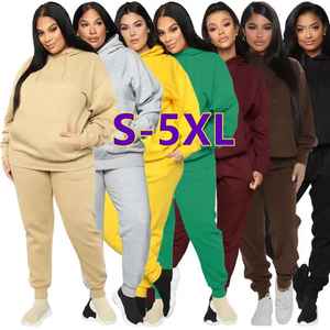 Otoño 2024 Ropa de mujer Ropa Deportiva algodón Casual chándal suelto de gran tamaño manga larga Top Crop & Pants 2 piezas para mujer - Product Image 2