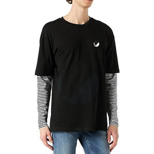 Venta al por mayor 100% algodón hombres camiseta de doble capa cuello redondo con logotipo personalizado OEM y diseño de color - Product Image 1