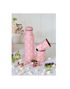 Bouteille d'eau élégante en cuivre, émaillée, à motifs floraux, faite à la main, cadeau pour les personnes soucieuses de leur bien-être dans une maison moderne - Product Image 3