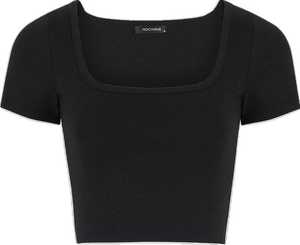 Women Square Neck Rib Crop <b>T</b>-<b>shirt</b> Short Sleeve Crop Top - Product Image 1