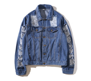 Wholesale Women's Vintage Long Sleeve Jacket Basic Coats Ripped Denim Fabric Fashionable Printed <b>Design</b> Casual Style - Product Image 2