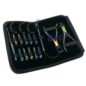Professional Micro Ring Hair Extension Tools With Loop <b>Needles</b> & Clip Matt Black Color Made of Stainless Steel & Human Hair - Product Image 3