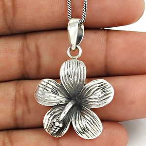 Artisan indien bijoux fabriqués à la main solide 925 en argent Sterling forme de fleur Boho pendentif dernière tendance Design fabricant en vrac - Product Image 2
