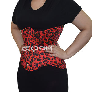 Corset sous-poitrine en satin sublimé à imprimé léopard avec baleines en acier - Product Image 4