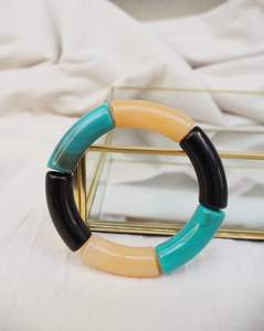 Bracelets en résine unisexe avec motif de cadenas classique, bracelets à perles extensibles pour anniversaire, fête, cadeaux de mariage - Product Image 6