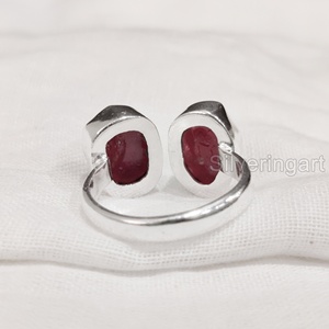 Mayorista Joyería de piedra áspera Anillo de mujer Piedra preciosa de rubí crudo natural Piedra natal de Julio Piedra doble Fiesta Anillo de plata esterlina 925 - Product Image 6