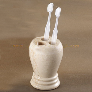 Porte-brosse à dents minimaliste en marbre noir et blanc, élégant organisateur de salle de bain pour comptoirs modernes, touche de style pour la décoration intérieure - Product Image 3