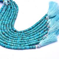 Perles de pierre précieuse en turquoise lisse Heishi bleu turquoise, brins de 5 à 6 mm, perles de turquoise en vrac pour la fabrication de bijoux à prix de gros