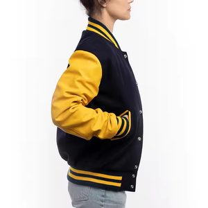 Chaqueta de béisbol informal de manga larga, chaqueta universitaria transpirable para mujer, chaquetas de bombardero Vintage de bloque de Color - Product Image 5