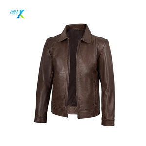 Veste d'hiver en cuir d'agneau véritable pour homme, style vintage doux, mode décontractée, coupe ajustée, bomber de motard, respirante, rembourrée - Product Image 1