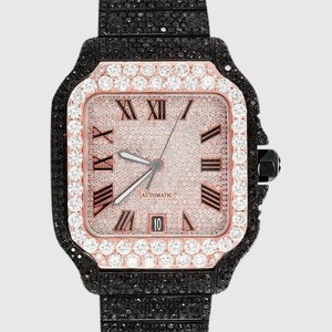 Bisel de oro rosa de la mejor calidad, bustdown negro, Diamante helado automático, joyería de moda de lujo para estilo Hip Hop, recién llegado - Product Image 1