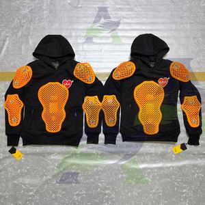Fashion and Safety 3 Layer Motorcycle Hoodie Fully Kevlar Lined Orange Level <b>2</b> Ce Approved Armored Pullover Motorcycle Hoodie - Product Image 2
