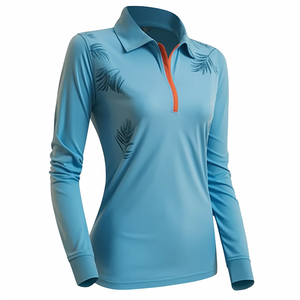 Ropa de golf para mujer 100% algodón Polo de manga larga para mujer personalizado - Product Image 4