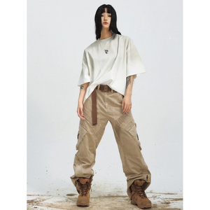 Men's Summer Fashion Baggy Drop Shoulder Short Sleeve Oversized Acid Washed T-Shirt 100% Cotton Streetwear Style Jersey Fabric - Product Image 3