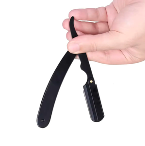 Afeitadora de peluquero plegable de acero inoxidable para cejas y barba, herramienta de cuchillo, maquinilla de afeitar de borde recto de peluquero profesional de ANAAIF - Product Image 5