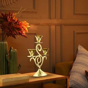 Portavelas de Metal con Acabado Dorado, Ecológico, Duradero, Ambiente Tradicional para el Hogar, Regalo Festivo para Bodas y Navidad - Product Image 5