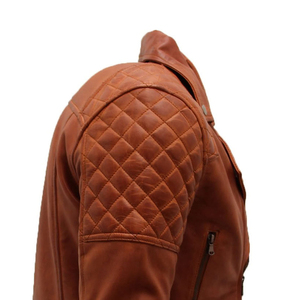 Chaqueta de cuero elegante de moto para hombre Color personalizado 100% cuero genuino personalizado Slim Fit chaquetas de cuero OEM con servicio - Product Image 5