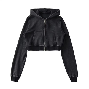 Sudadera con capucha corta de alta calidad para mujer 2025, ropa de calle personalizada, sudaderas cortas, sudaderas con capucha para mujer, sudadera para mujer - Product Image 3