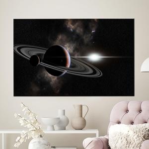 Cuadro decorativo de lienzo espacial de Saturno: Impresión de galaxia para amantes de la ciencia ficción, 1P: Enmarcado tipo galería - Product Image 1