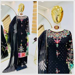 Dernier créateur de vêtements de fête indiens et pakistanais Top Palazzo & Dupatta Set Elegant New Arrival - Product Image 3