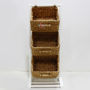 Artex Dong Thap Usine Fait Main Jacinthe D'eau Trois Niveaux Détachable Minimaliste Étagère De Rangement Tissé Naturel Organisateur Étagère pour - Product Image 4